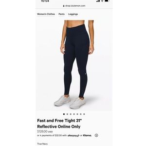 Lululemon Fast and Free 31” Leggings